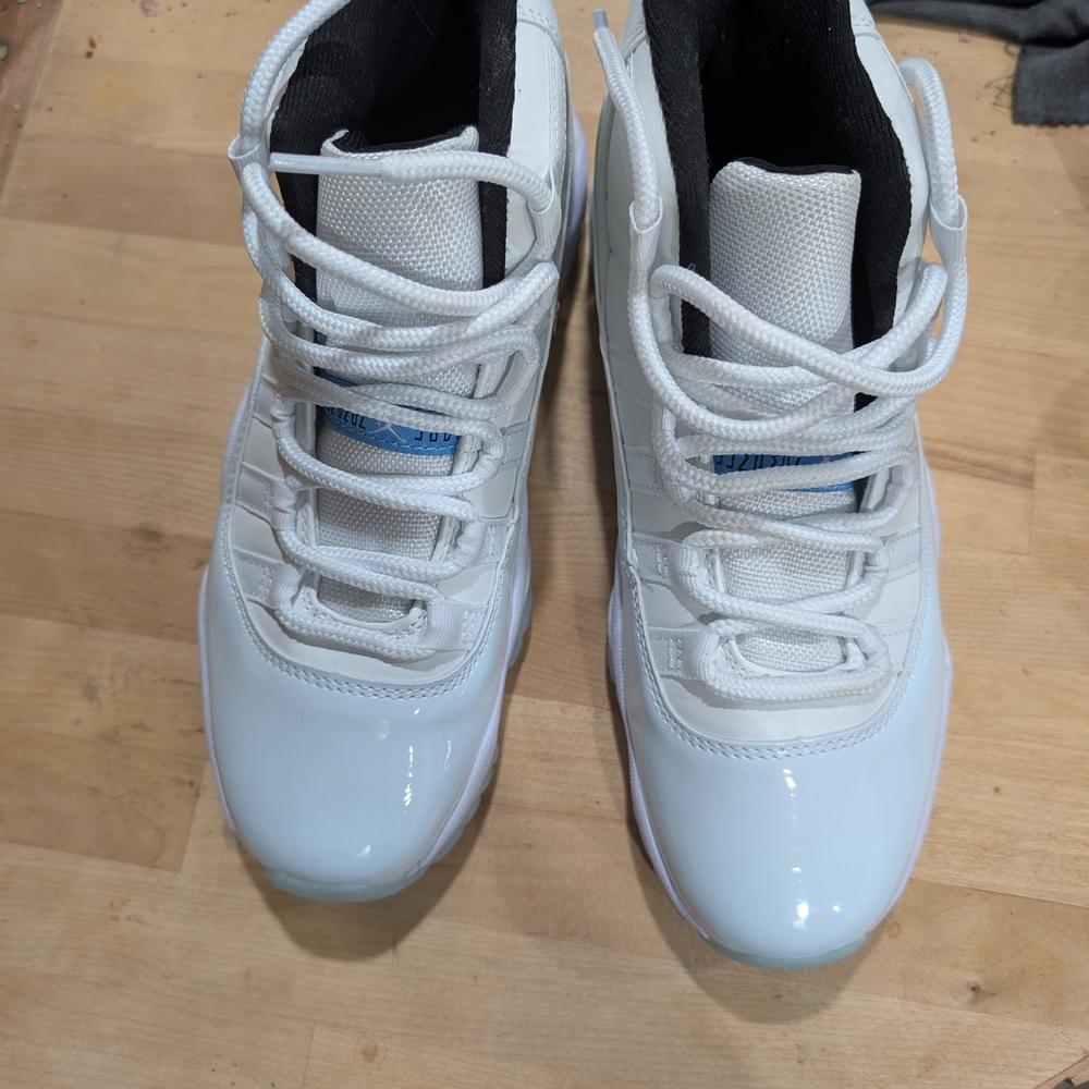 White and Blue High-Top Sneakers